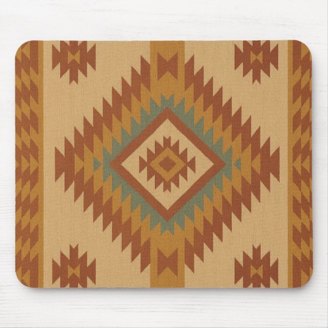 Zapotec Folk Art Neutral Geometric Mouse Pad (Front)