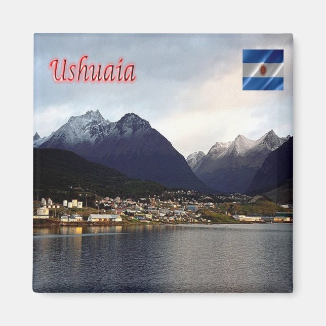 zAR007 USHUAIA by Night, Argentina, Fridge Magnet (Front)