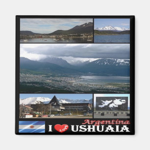 zAR008 USHUAIA I Love, Mosaic, Argentina, Fridge Magnet