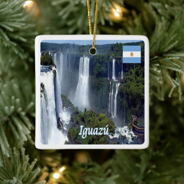 zAR029 IGUAZU FALLS, Argentina, America, Ceramic Ornament (Tree)