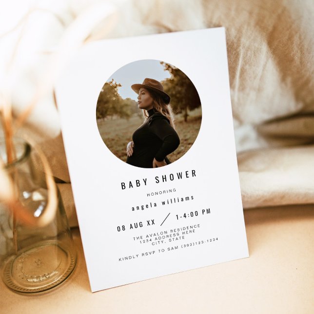 ZARA Simple Modern Minimalist Photo Baby Shower Invitation (Creator Uploaded)