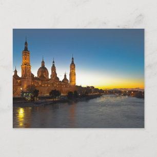 Zaragoza Basilica Sunset Postcard