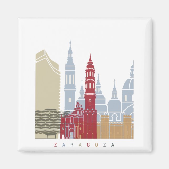 Zaragoza skyline poster magnet (Front)