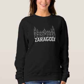 Zaragoza Spain City Skyline Silhouette Outline Ske Sweatshirt