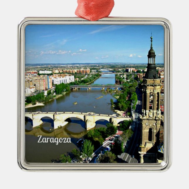 Zaragoza, Spain scenic photograph,   Metal Tree Decoration (Front)