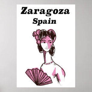 Zaragoza Spain vintage travel poster
