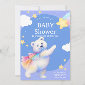 Zarah the Dancing Polar Bear Baby Shower Invitation