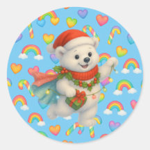 Zarah the Dancing Polar Bear Holiday Sticker 