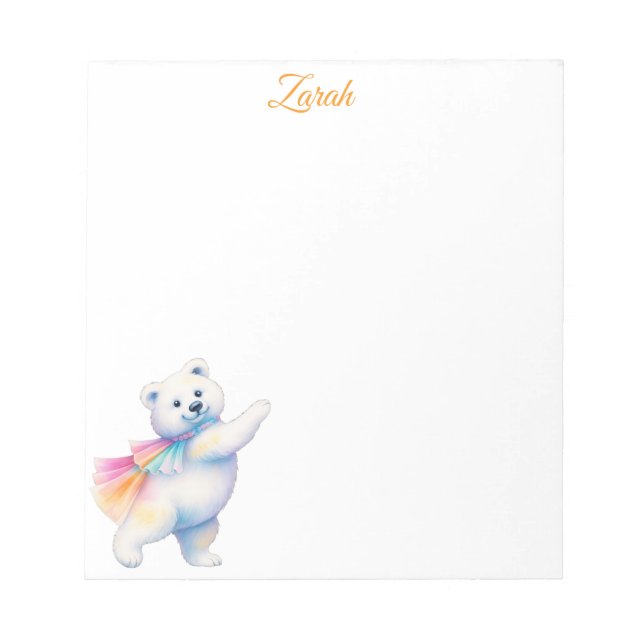 Zarah the Dancing Polar Bear | Personalised Notepad (Front)