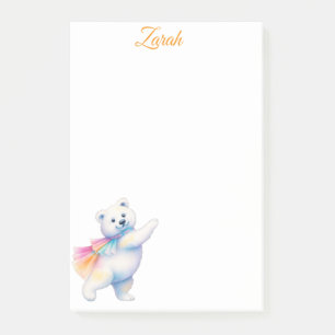 Zarah the Dancing Polar Bear Personalised Post-it Notes