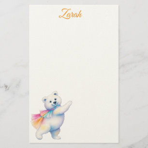 Zarah the Dancing Polar Bear Personalized Stationery