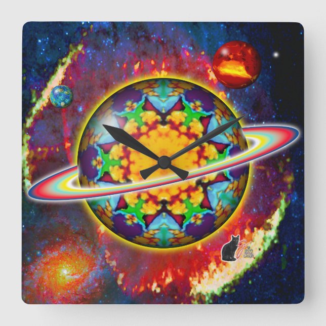 Zargon Orbz Kaleid Square Wall Clock (Front)