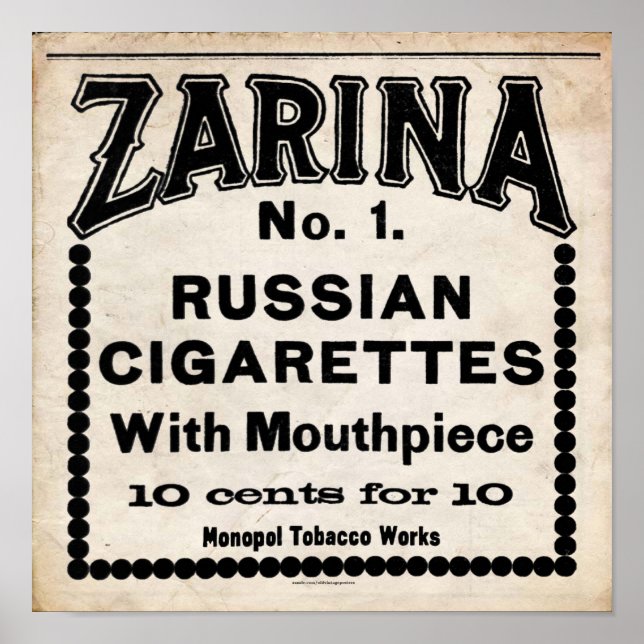 Zarina Russian Cigarette Sign (Front)