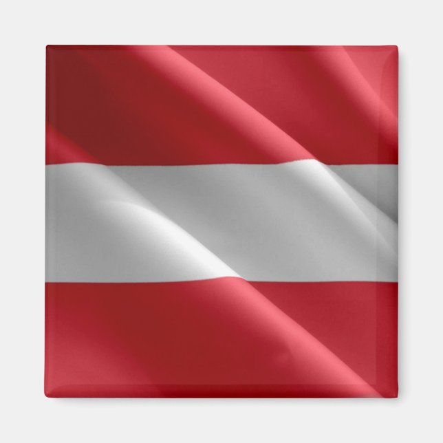 zAT002 Austrian WAVING FLAG  Austria, Magnet (Front)