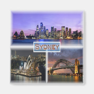 zAU007 SYDNEY by Night, Australia, Fridge Magnet