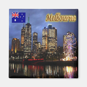 zAU059 MELBOURNE, City By Night, Australia, Fridge Magnet