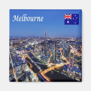zAU061 MELBOURNE by Night, Australia, Fridge  Magnet