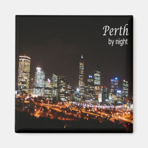 zAU092 PERTH by Night, Australia, Oceania, Fridge Magnet
