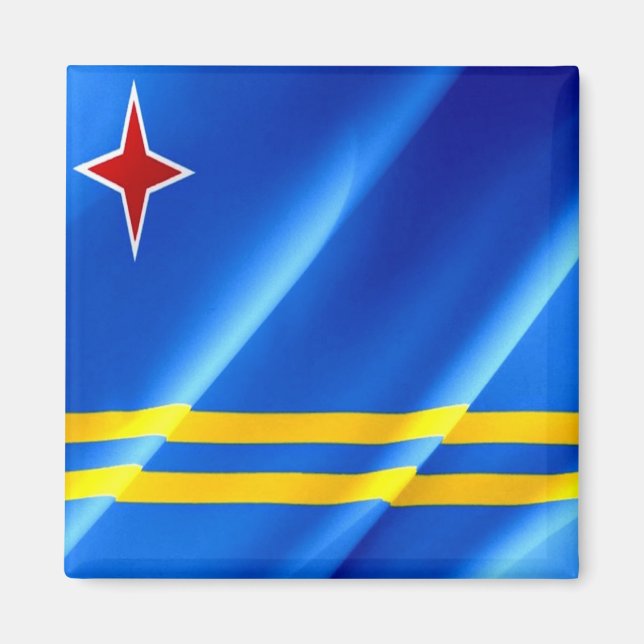 zAW002 ARUBA, Waving Flag, America, Fridge Magnet (Front)