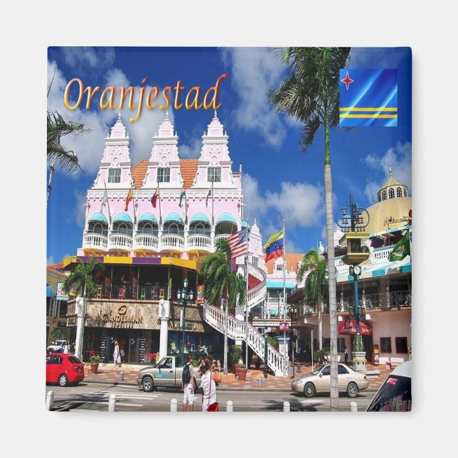 zAW004 ORANJESTAD, Royal Plaza, Aruba, Fridge Magnet (Front)