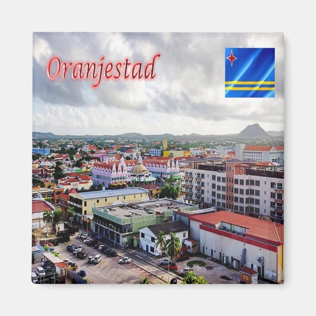 zAW005 ORANJESTAD, Panorama, Aruba, Fridge Magnet (Front)