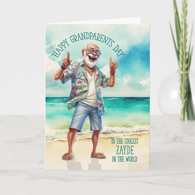 Zayde Yiddish Grandpa Grandparents Day Coolest Holiday Card (Front)
