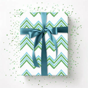 Zaza Chevron Wave in Green and Aqua Wrapping Paper