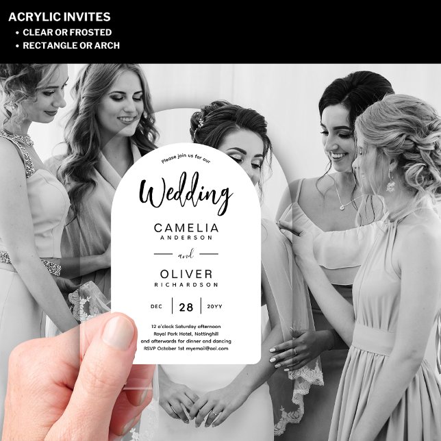 Zazzle Acrylic Wedding Invites Black White Bold  Acrylic Invitations (Creator Uploaded)