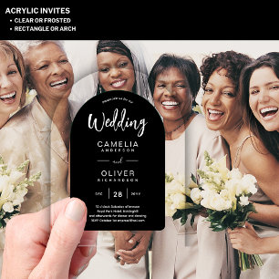 Zazzle Acrylic Wedding Invites Black White Bold  Invitations