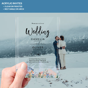 Zazzle Acrylic Wedding Invites Mountains Winter  Acrylic Invitations