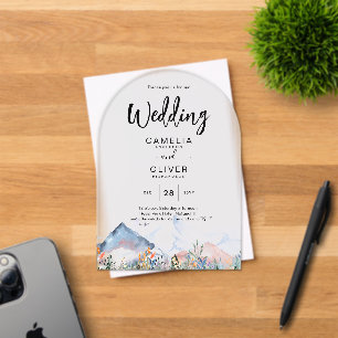Zazzle Acrylic Wedding Invites Mountains Winter  Acrylic Invitations