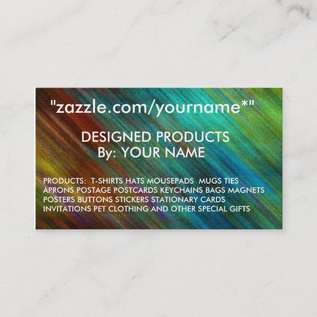 ZAZZLE BUSINESS CARD- zazzle.com/yoourname*" Business Card (Front)