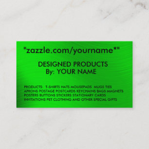 ZAZZLE BUSINESS CARD- zazzle.com/yourname*" Business Card