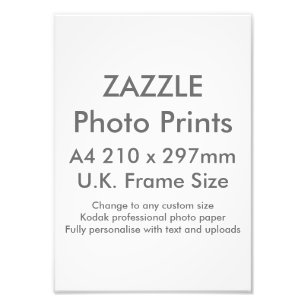 Zazzle Custom A4 Photo Print UK Frame Size