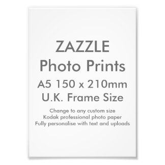 Zazzle Custom A5 Photo Print UK Frame Size