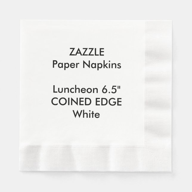 ZAZZLE Custom WHITE Coined Luncheon Paper Napkins (Front)