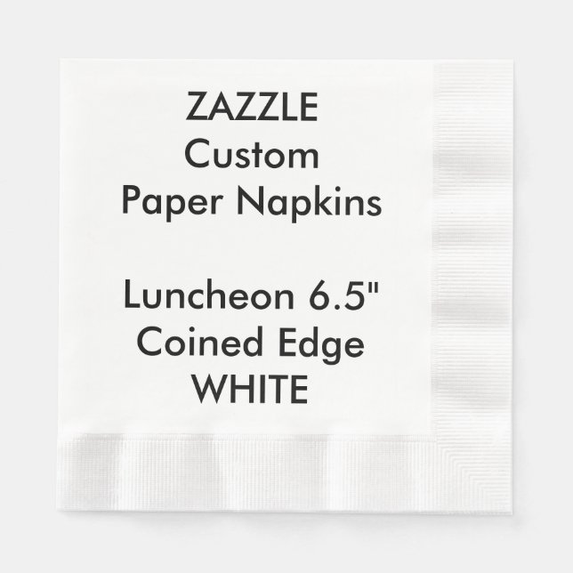 Zazzle Custom WHITE Coined Luncheon Paper Napkins (Front)