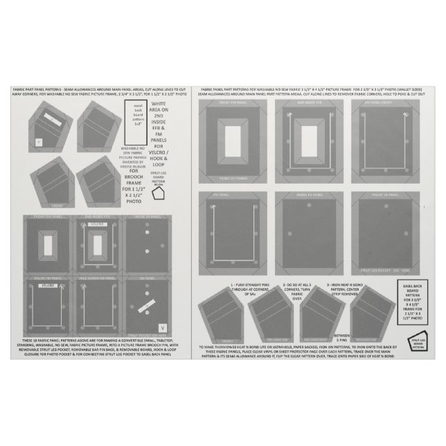 Zazzle Fabric 2 washable no sew grey photo frames (Fat Quarter)