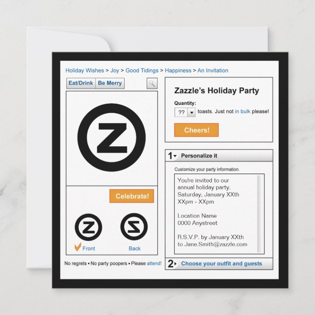 Zazzle Holiday Invitation (Front)