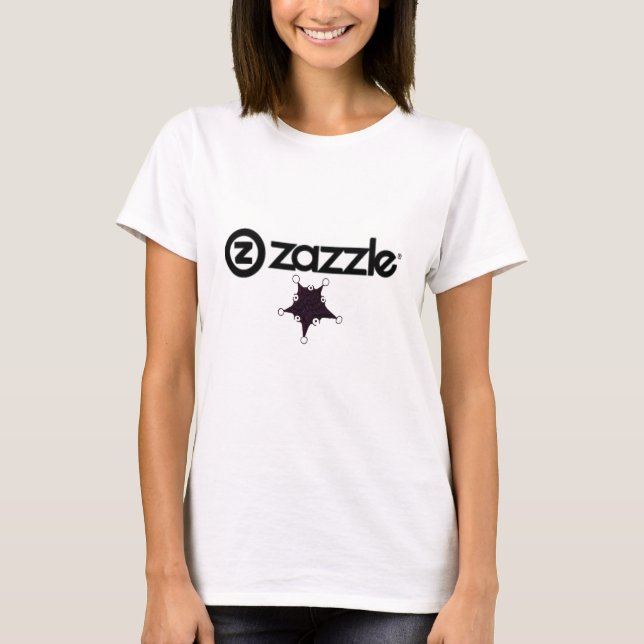 Zazzle_logo _on white, star -black T-Shirt (Front)