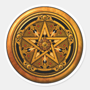Zazzle - Masculine Gold Pentacle-noback Classic Round Sticker