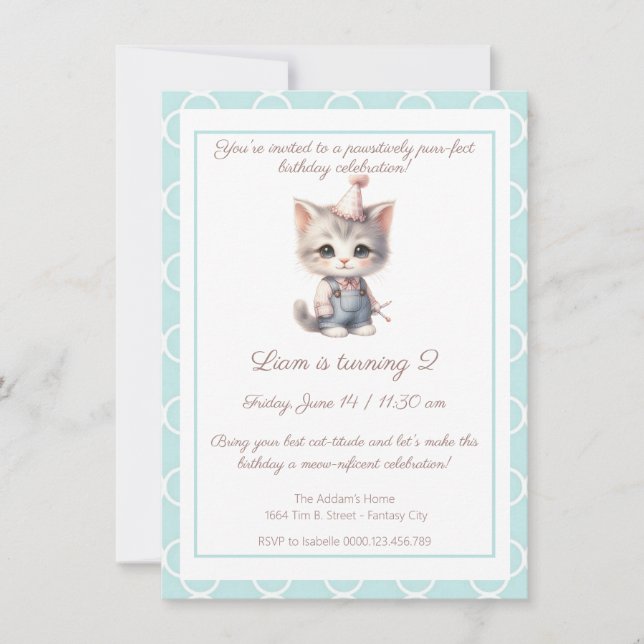 Zazzle meow-nificent birthday Invitation (Front)