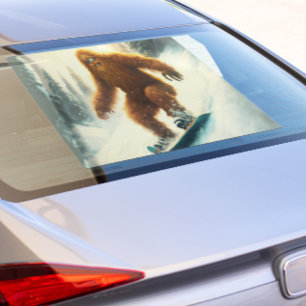 Zazzle Shaggy Bigfoot Snowboarding Car Rear  Window Cling