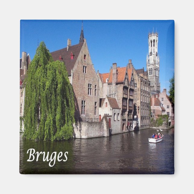zBE052 BRUGES canal, Belgium, Fridge Magnet (Front)