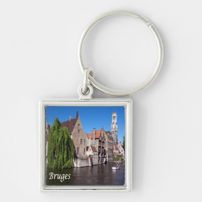 zBE052 BRUGES canal, Belgium, Key Ring (Front)