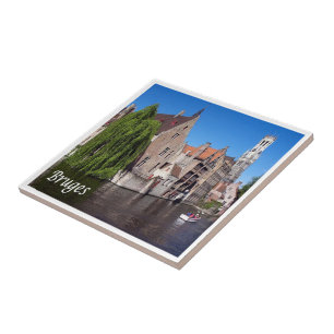 zBE052 BRUGES canal, Belgium, Tile