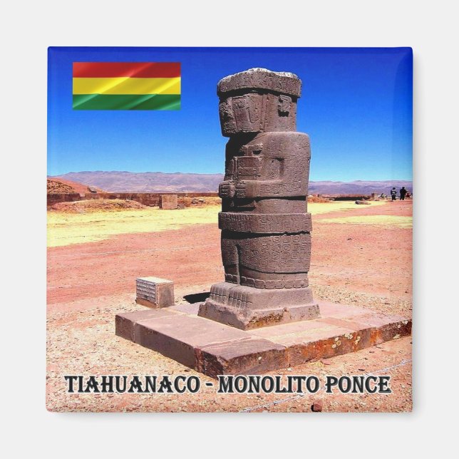 zBO015 TIAHUANACO, Ponce Monolith, Boliva, Fridge Magnet (Front)
