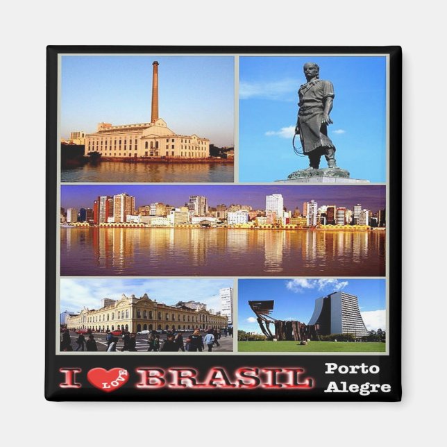 zBR029 BRAZIL I Love, Porto Alegre, Mosaic, Fridge Magnet (Front)