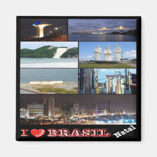 zBR030 BRAZIL I Love, Natal, Mosaic, Fridge Magnet