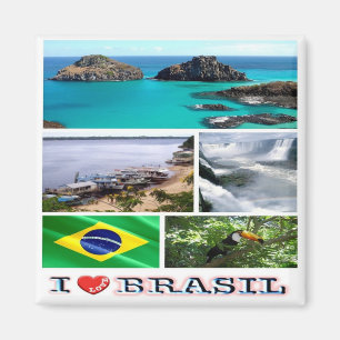 zBR031  BRAZIL I Love, Mosaic, Fridge Magnet
